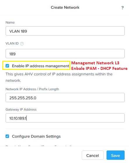 Nutanix Enable IP Address Management IPAM L3 Feature
